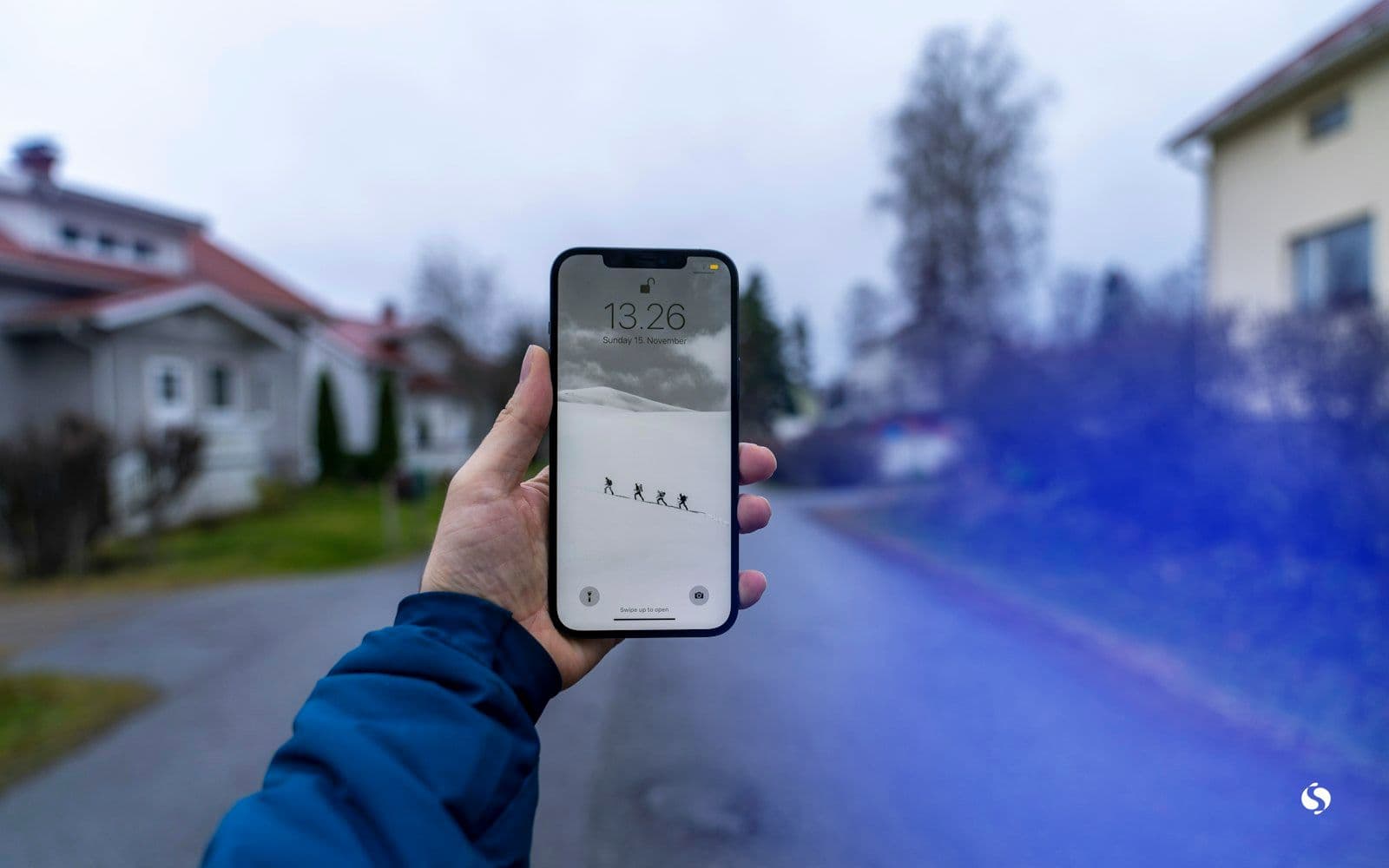 Checking a map on a phone while out on the street
