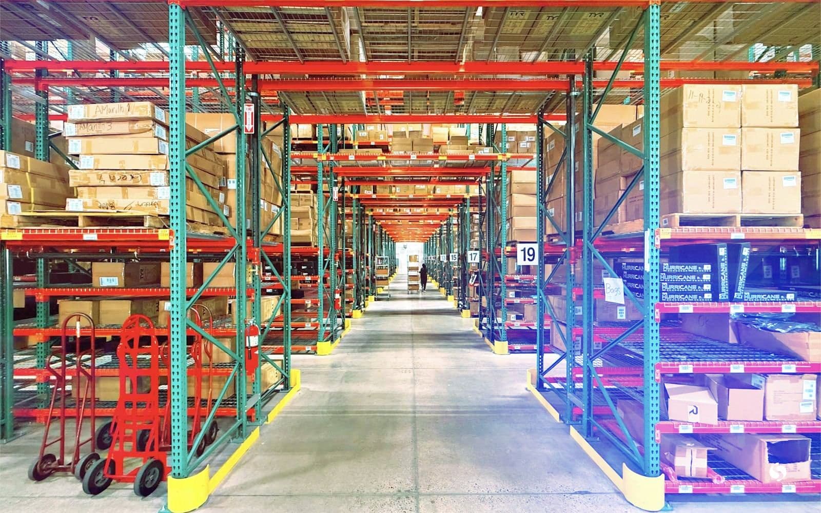 A warehouse full of shelves and boxes